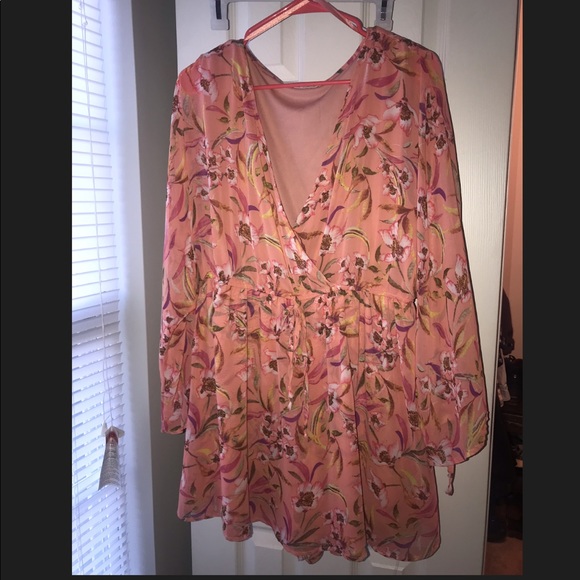 Crescent Dresses & Skirts - Peach and floral romper